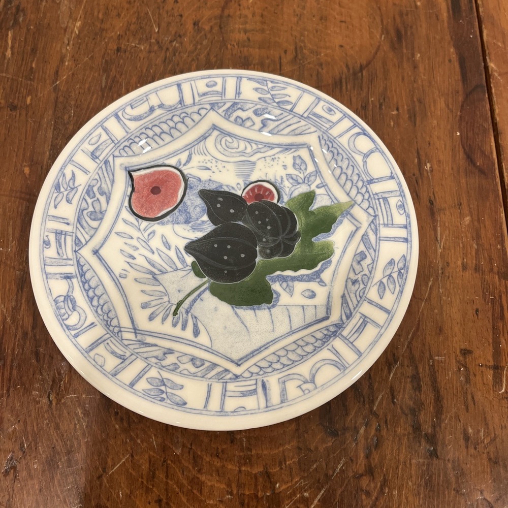 NEW Bread & Butter Plate Figs Oiseau Bleu Fruits Pattern Gien NEW